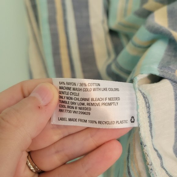 Knox Rose Blue & Cream Stripe Boho Top Size Small - Picture 5 of 5